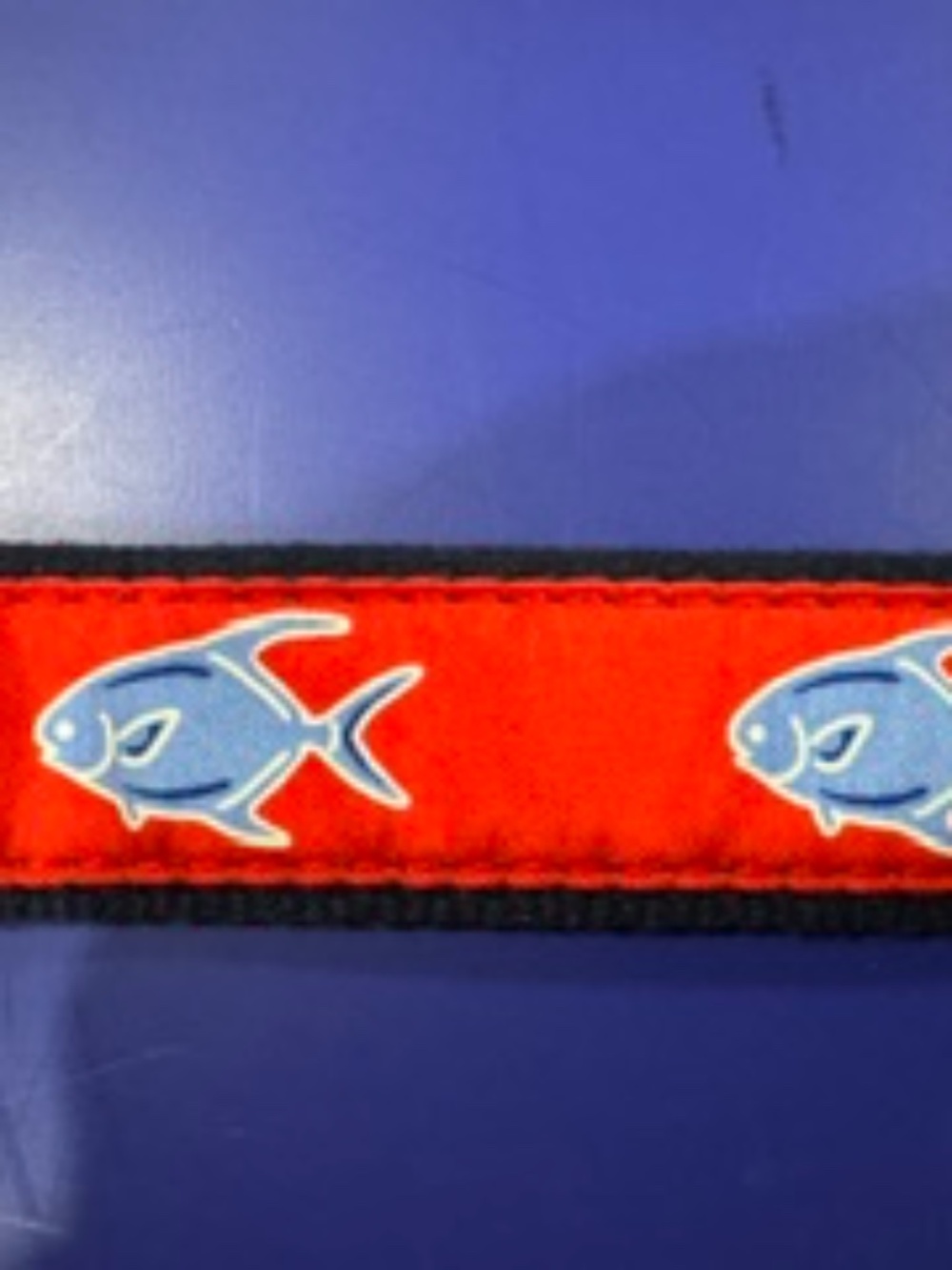 EUC Vineyard Vines Fish Red & Blue Fish belt, leather, size 30, $42 new